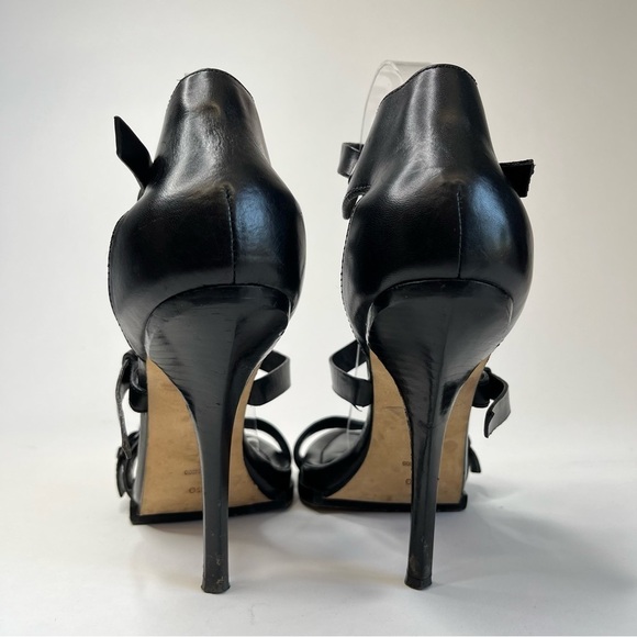 Alexander WANG Stella Black Textured Leather Sexy Buckle Sandals Stilettos Heels - Picture 3 of 16
